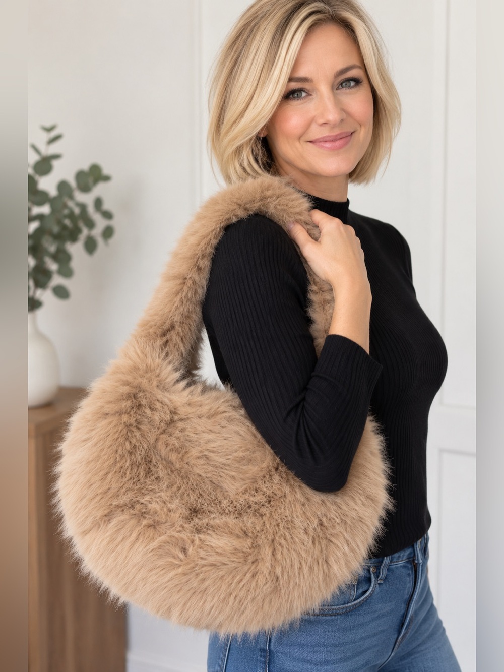 Faux Fur Plush Hobo Shoulder Bag – New With Tags in dust bag